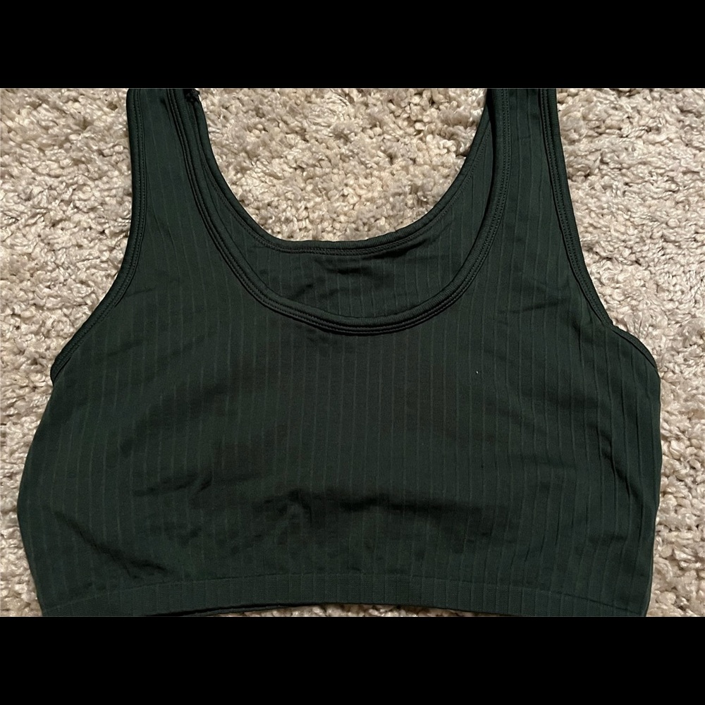 Aerie dark green ribbed crop tank